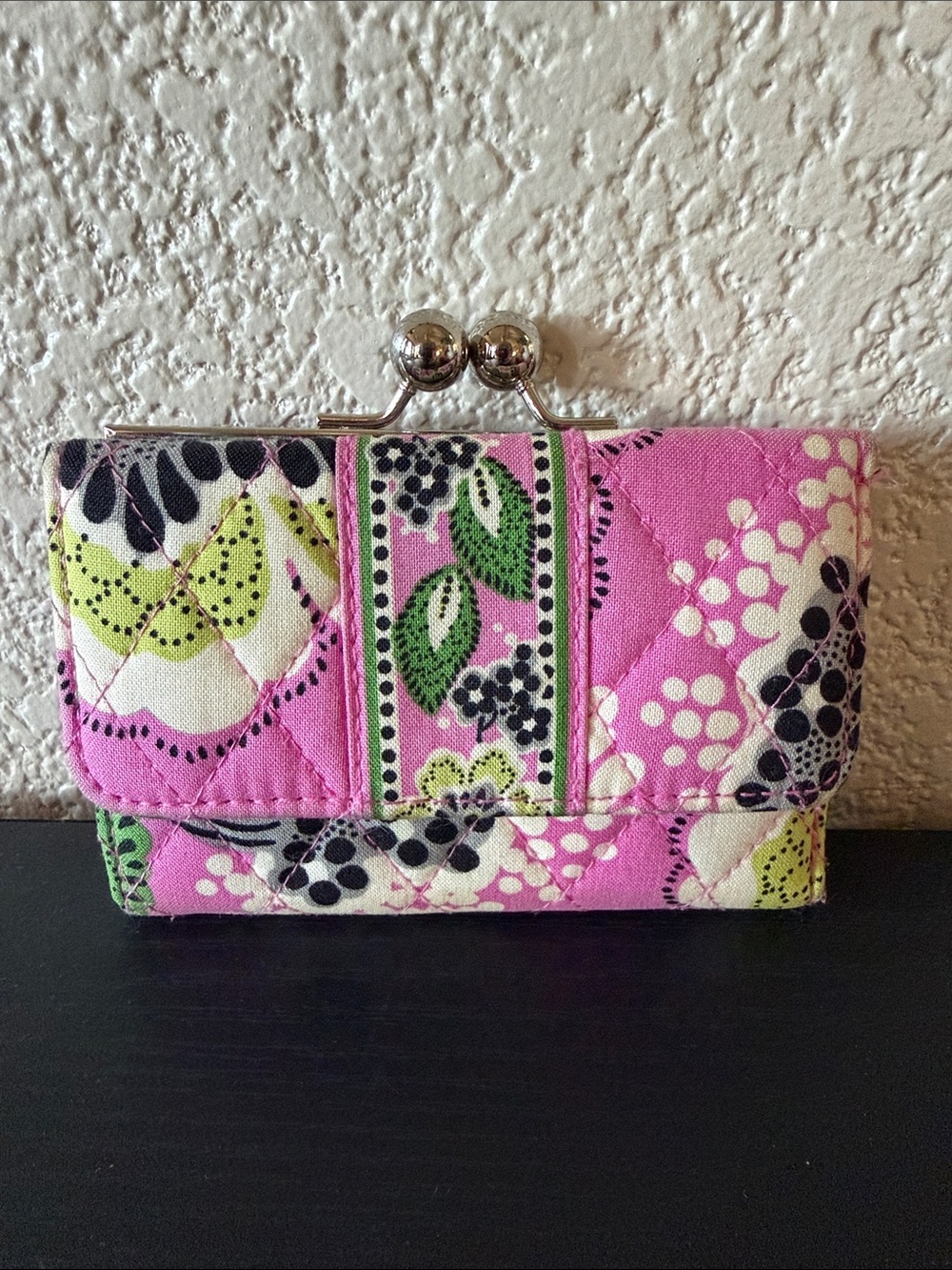 Vera Bradley Priscilla Pink Compact Kisslock Wallet
